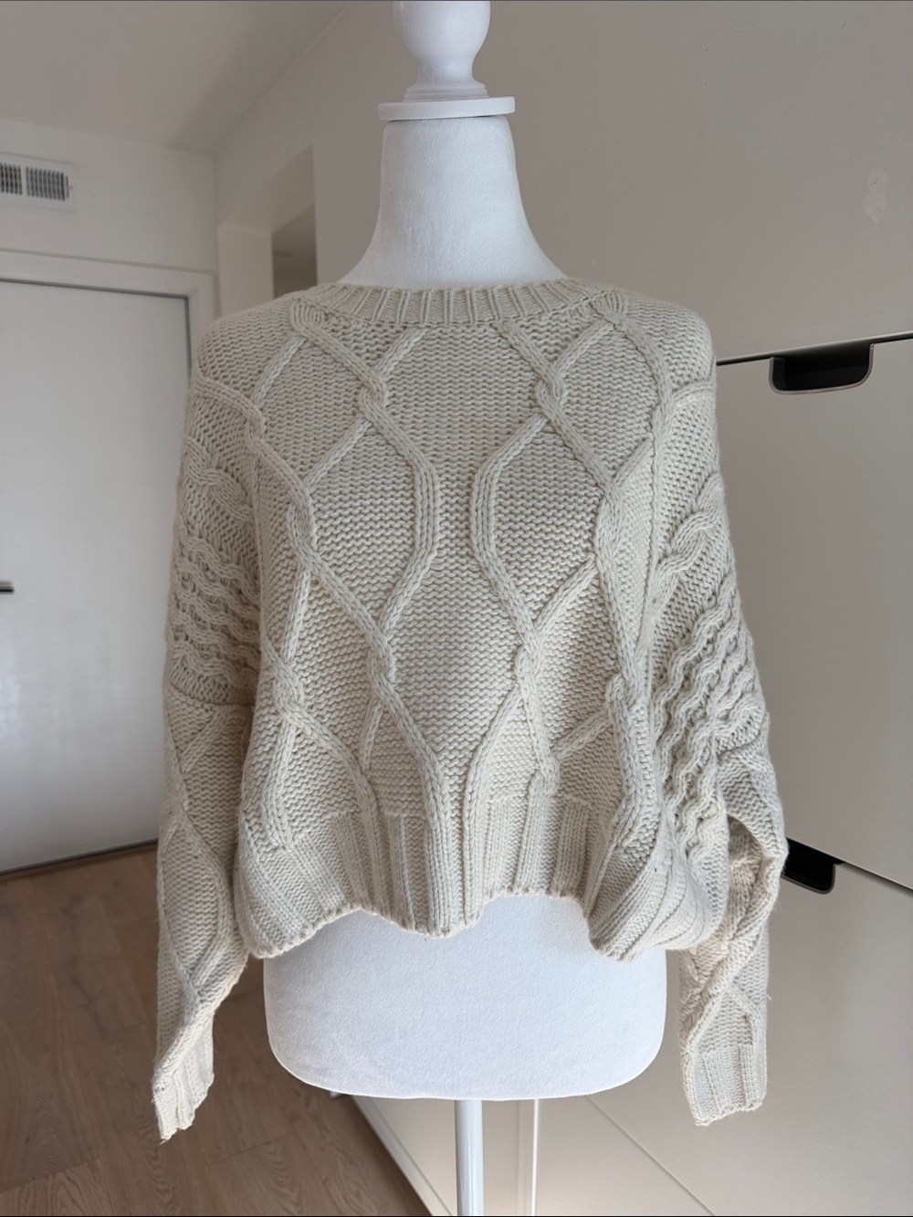 Princess Polly Cream Cable Knit Crew Sweater - Picture 1 of 4